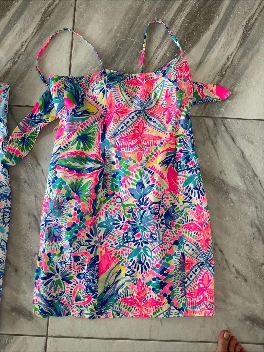 Lilly Pulitzer Neon Floral Spaghetti-Strap Sundress - Pink, Blue & Green
